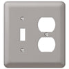 Devon Brushed Nickel Steel - 1 Toggle / 1 Duplex Wallplate - Wallplate Warehouse 2TDPW 070686555682 1 Toggle / 1 Duplex
