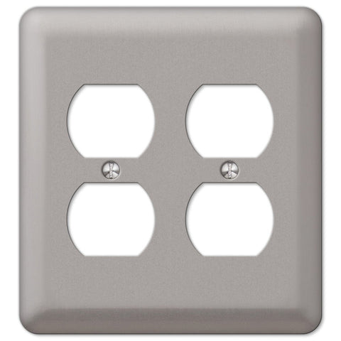 Devon Brushed Nickel Steel - 2 Duplex Wallplate - Wallplate Warehouse 2DDPW 070686555699 2 Duplex