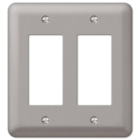 Devon Brushed Nickel Steel - 2 Rocker Wallplate - Wallplate Warehouse 2RRPW 070686555705 2 Rocker