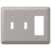 Devon Brushed Nickel Steel - 2 Toggle / 1 Rocker Wallplate - Wallplate Warehouse 2TTRPW 070686579862 2 Toggle / 1 Rocker