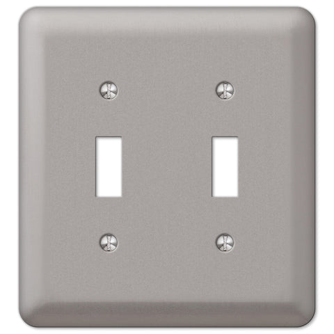 Devon Brushed Nickel Steel - 2 Toggle Wallplate - Wallplate Warehouse 2TTPW 070686177433 2 Toggle