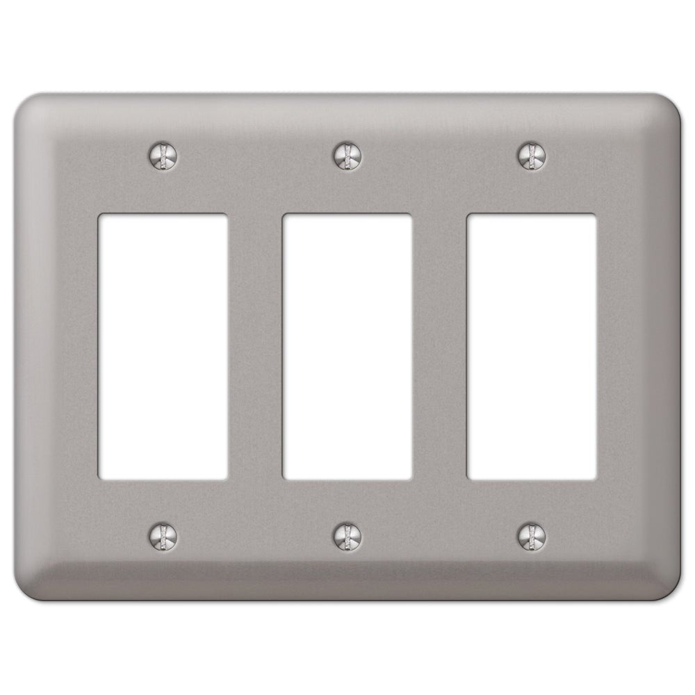 Wall Panel Rocker Devon Brushed Nickel Steel - 3 Rocker Wallplate