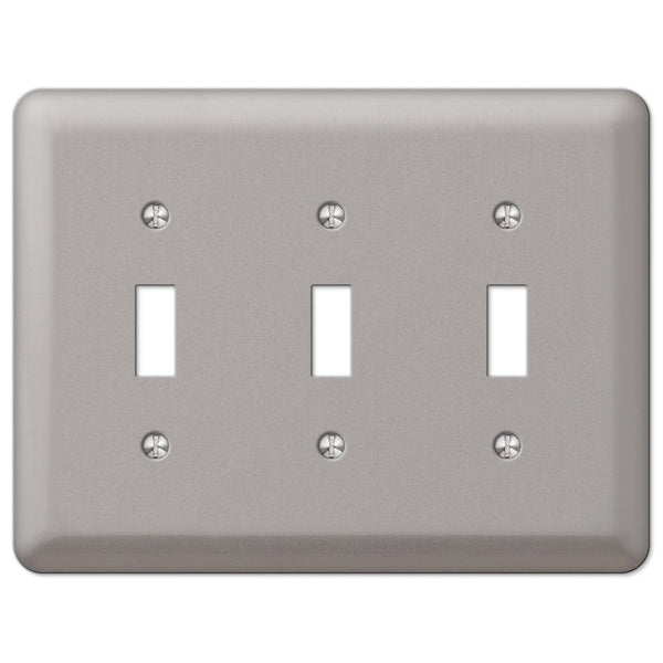 Devon Brushed Nickel Steel - 3 Toggle Wallplate - Wallplate Warehouse 2TTTPW 070686555729 3 Toggle