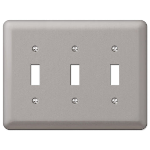 Devon Brushed Nickel Steel - 3 Toggle Wallplate - Wallplate Warehouse 2TTTPW 070686555729 3 Toggle