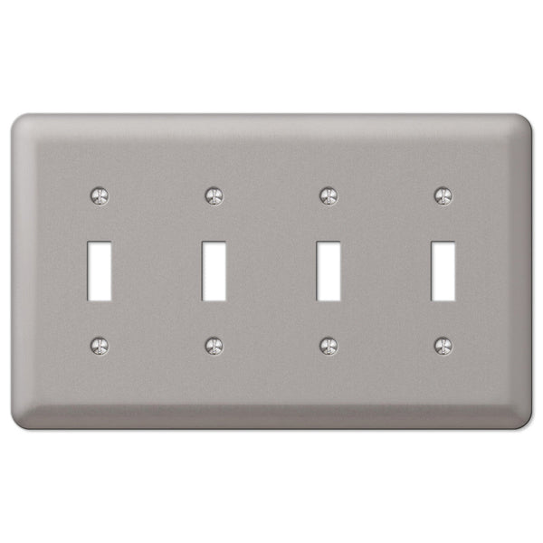 Devon Brushed Nickel Steel - 4 Toggle Wallplate - Wallplate Warehouse 2T4PW 070686555743 4 Toggle