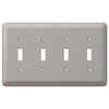 Devon Brushed Nickel Steel - 4 Toggle Wallplate - Wallplate Warehouse 2T4PW 070686555743 4 Toggle