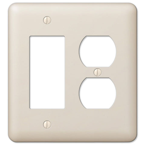 Devon Light Almond Steel - 1 Rocker / 1 Duplex Wallplate - Wallplate Warehouse 935RDAL 070686578537 1 Rocker / 1 Duplex