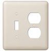 Devon Light Almond Steel - 1 Toggle / 1 Duplex Wallplate - Wallplate Warehouse 935TDAL 070686401323 1 Toggle / 1 Duplex