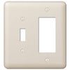 Devon Light Almond Steel - 1 Toggle / 1 Rocker Wallplate - Wallplate Warehouse 935TRAL 070686578520 1 Toggle / 1 Rocker