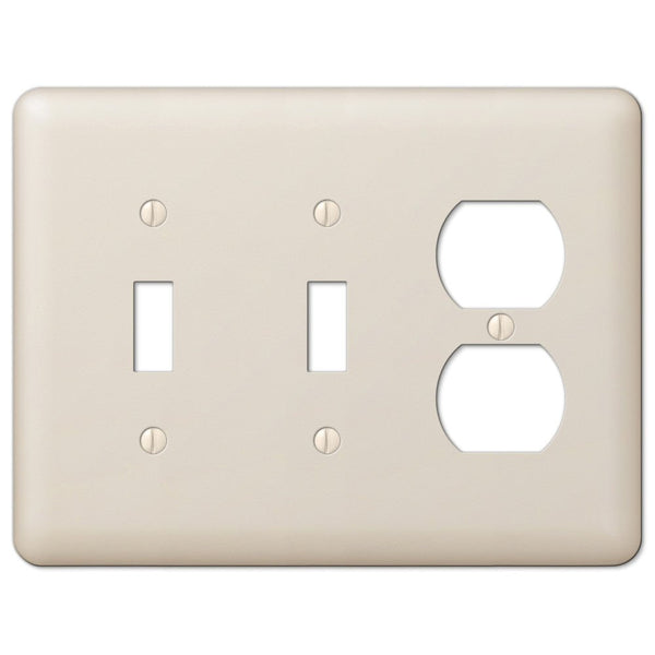 Devon Light Almond Steel - 2 Toggle / 1 Duplex Wallplate - Wallplate Warehouse 935TTDAL 070686578551 2 Toggle / 1 Duplex
