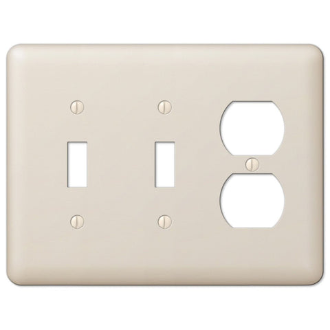 Devon Light Almond Steel - 2 Toggle / 1 Duplex Wallplate - Wallplate Warehouse 935TTDAL 070686578551 2 Toggle / 1 Duplex