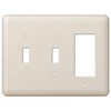 Devon Light Almond Steel - 2 Toggle / 1 Rocker Wallplate - Wallplate Warehouse 935TTRAL 070686578568 2 Toggle / 1 Rocker