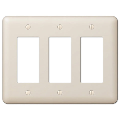 Devon Light Almond Steel - 3 Rocker Wallplate - Wallplate Warehouse 935RRRAL 070686579978 3 Rocker