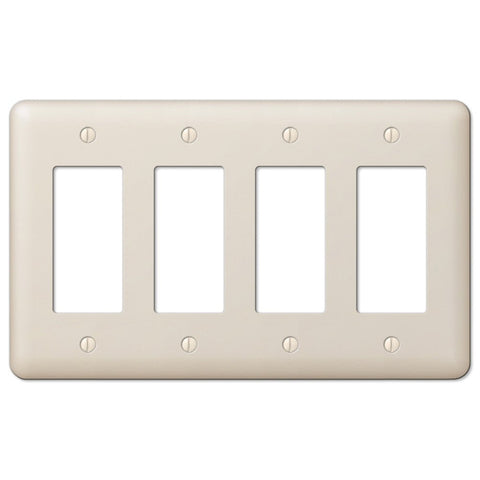 Devon Light Almond Steel - 4 Rocker Wallplate - Wallplate Warehouse 935R4AL 070686578575 4 Rocker