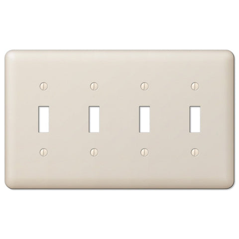Devon Light Almond Steel - 4 Toggle Wallplate - Wallplate Warehouse 935T4AL 070686579985 4 Toggle