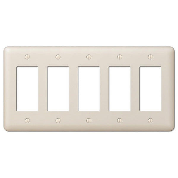 Devon Light Almond Steel - 5 Rocker Wallplate - Wallplate Warehouse 935R5AL 070686578599 5 Rocker