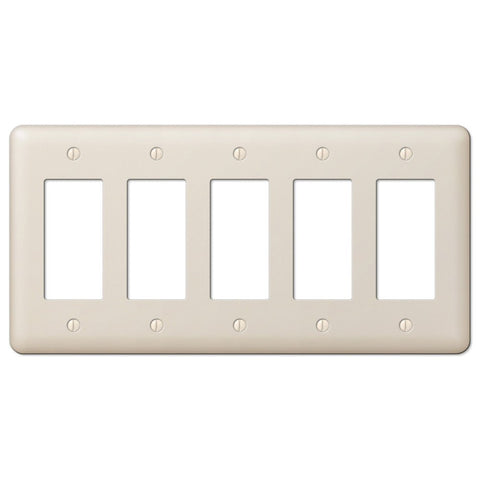 Devon Light Almond Steel - 5 Rocker Wallplate - Wallplate Warehouse 935R5AL 070686578599 5 Rocker