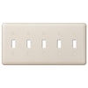 Devon Light Almond Steel - 5 Toggle Wallplate - Wallplate Warehouse 935T5AL 070686578582 5 Toggle