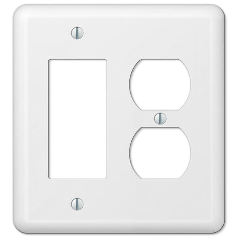 Devon White Steel - 1 Rocker / 1 Duplex Wallplate - Wallplate Warehouse 935RDW 070686311042 1 Rocker / 1 Duplex