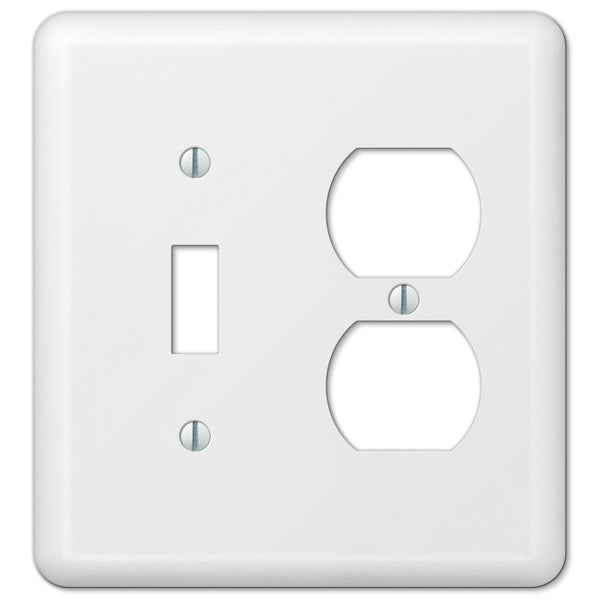 Devon White Steel - 1 Toggle / 1 Duplex Wallplate - Wallplate Warehouse 935TDW 070686401330 1 Toggle / 1 Duplex
