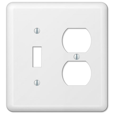 Devon White Steel - 1 Toggle / 1 Duplex Wallplate - Wallplate Warehouse 935TDW 070686401330 1 Toggle / 1 Duplex