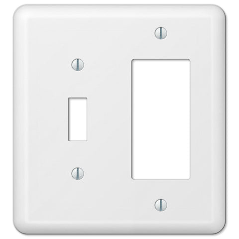 Devon White Steel - 1 Toggle / 1 Rocker Wallplate - Wallplate Warehouse 935TRW 070686400999 1 Toggle / 1 Rocker
