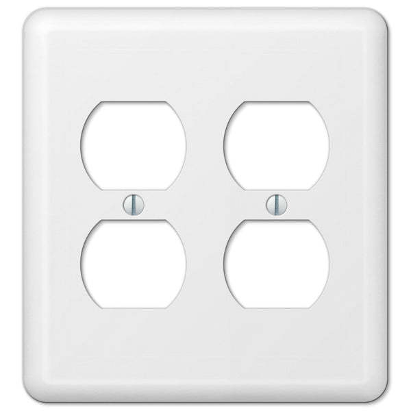 Devon White Steel - 2 Duplex Wallplate - Wallplate Warehouse 935DDW 070686401125 2 Duplex