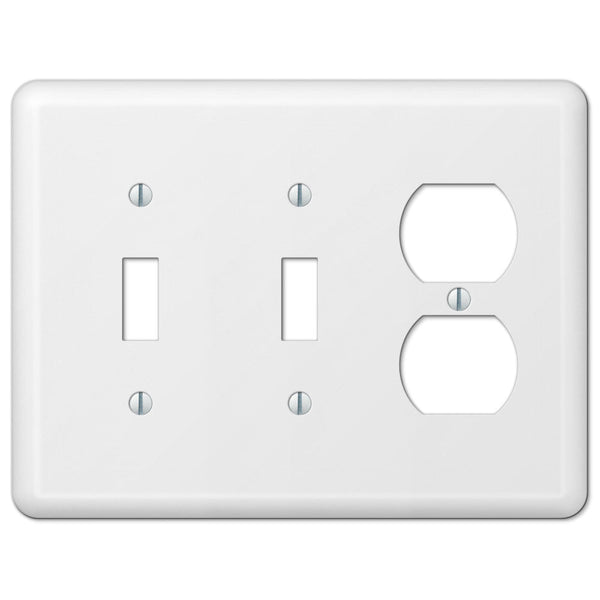 Devon White Steel - 2 Toggle / 1 Duplex Wallplate - Wallplate Warehouse 935TTDW 070686579909 2 Toggle / 1 Duplex