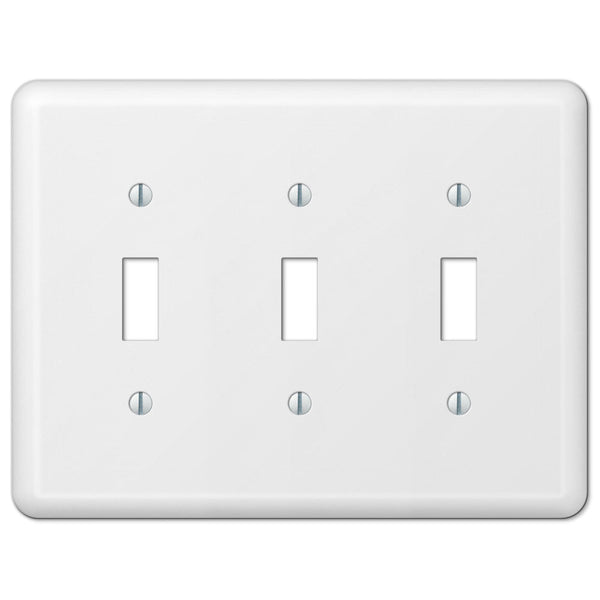 Devon White Steel - 3 Toggle Wallplate - Wallplate Warehouse 935TTTW 070686401200 3 Toggle