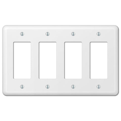 Devon White Steel - 4 Rocker Wallplate - Wallplate Warehouse 935R4W 070686579923 4 Rocker