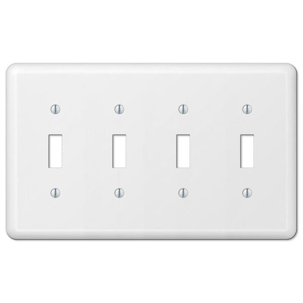 Devon White Steel - 4 Toggle Wallplate - Wallplate Warehouse 935T4W 070686400968 4 Toggle