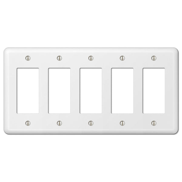 Devon White Steel - 5 Rocker Wallplate - Wallplate Warehouse 935R5W 070686579947 5 Rocker