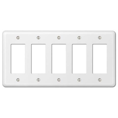 Devon White Steel - 5 Rocker Wallplate - Wallplate Warehouse 935R5W 070686579947 5 Rocker