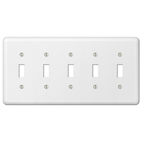 Devon White Steel - 5 Toggle Wallplate - Wallplate Warehouse 935T5W 070686579930 5 Toggle