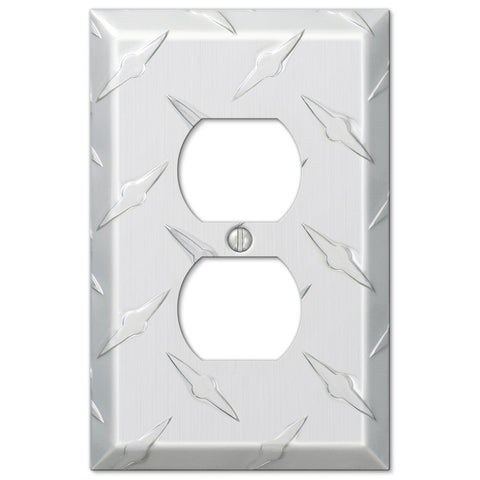 Diamond Plate Aluminum - 1 Duplex Wallplate - Wallplate Warehouse 955D 070686555101 1 Duplex