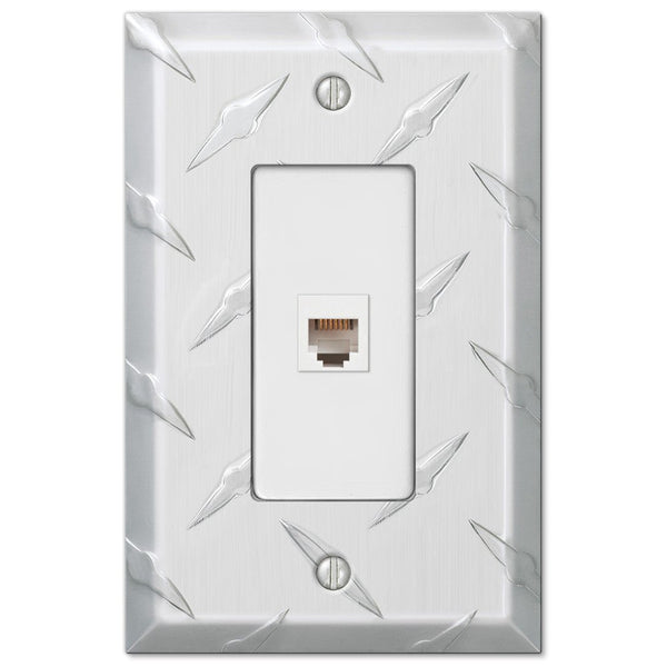 Diamond Plate Aluminum - 1 Phone Jack Wallplate - Wallplate Warehouse 955PH 070686581865 Phone Jacks