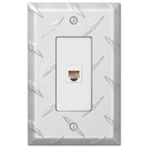 Diamond Plate Aluminum - 1 Phone Jack Wallplate - Wallplate Warehouse 955PH 070686581865 Phone Jacks