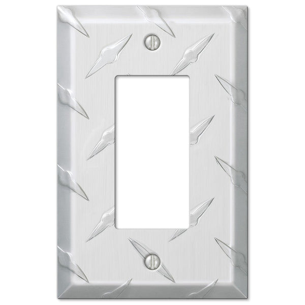 Diamond Plate Aluminum - 1 Rocker Wallplate - Wallplate Warehouse 955R 070686555118 1 Rocker