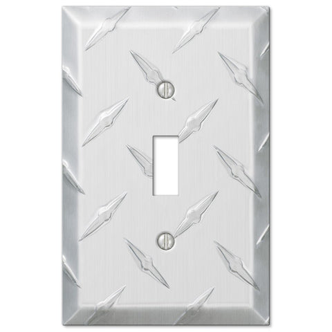 Diamond Plate Aluminum - 1 Toggle Wallplate - Wallplate Warehouse 955T 070686555095 1 Toggle