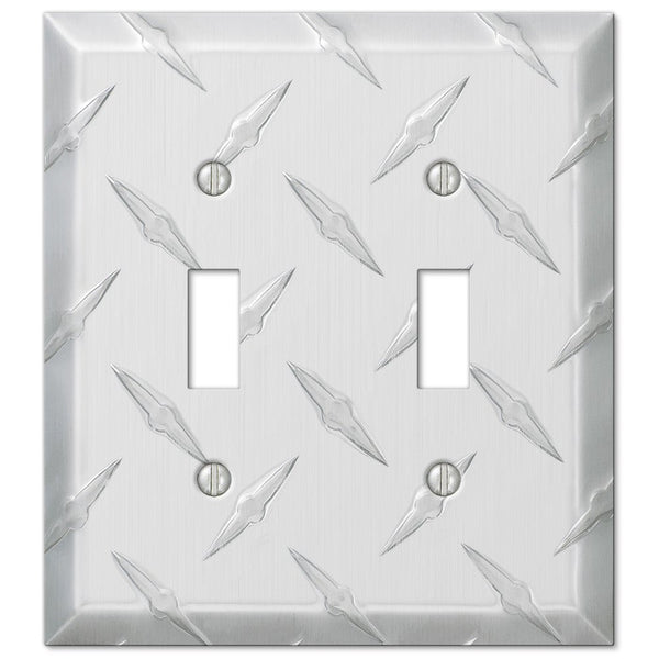 Diamond Plate Aluminum - 2 Toggle Wallplate - Wallplate Warehouse 955TT 070686555125 2 Toggle