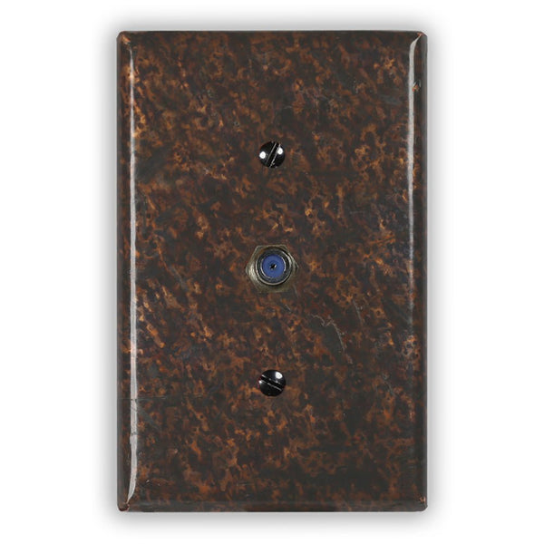 Distressed Dark Copper - 1 Cable Jack Wallplate - Wallplate Warehouse DISDCOP1CJ 819332021634