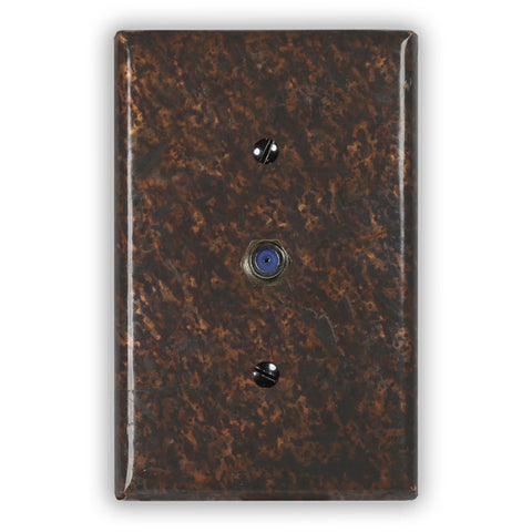 Distressed Dark Copper - 1 Cable Jack Wallplate - Wallplate Warehouse DISDCOP1CJ 819332021634