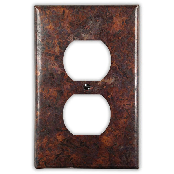 Distressed Dark Copper - 1 Duplex Wallplate - Wallplate Warehouse DISDCOP1D 819332021597 1 Duplex
