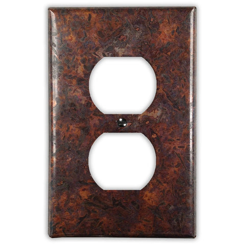 Distressed Dark Copper - 1 Duplex Wallplate - Wallplate Warehouse DISDCOP1D 819332021597 1 Duplex