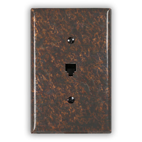 Distressed Dark Copper - 1 Phone Jack Wallplate - Wallplate Warehouse DISDCOP1PJ 819332021641