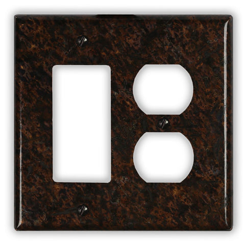 Distressed Dark Copper - 1 Rocker / 1 Duplex Wallplate - Wallplate Warehouse DISDCOP1R1D 819332021566 1 Rocker / 1 Duplex