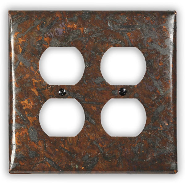Distressed Dark Copper - 2 Duplex Wallplate - Wallplate Warehouse DISDCOP2D 819332021603 2 Duplex