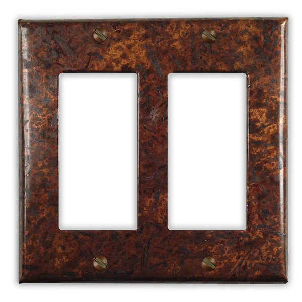 Distressed Dark Copper - 2 Rocker Wallplate - Wallplate Warehouse DISDCOP2R 819332021504 2 Rocker