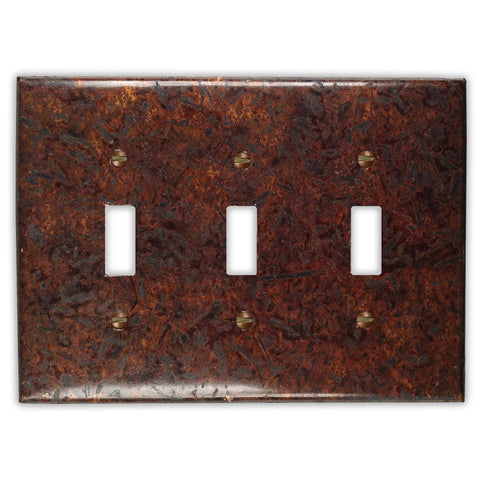 Distressed Dark Copper - 3 Toggle Wallplate - Wallplate Warehouse DISDCOP3T 819332021467 3 Toggle