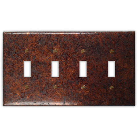 Distressed Dark Copper - 4 Toggle Wallplate - Wallplate Warehouse DISDCOP4T 819332021474 4 Toggle